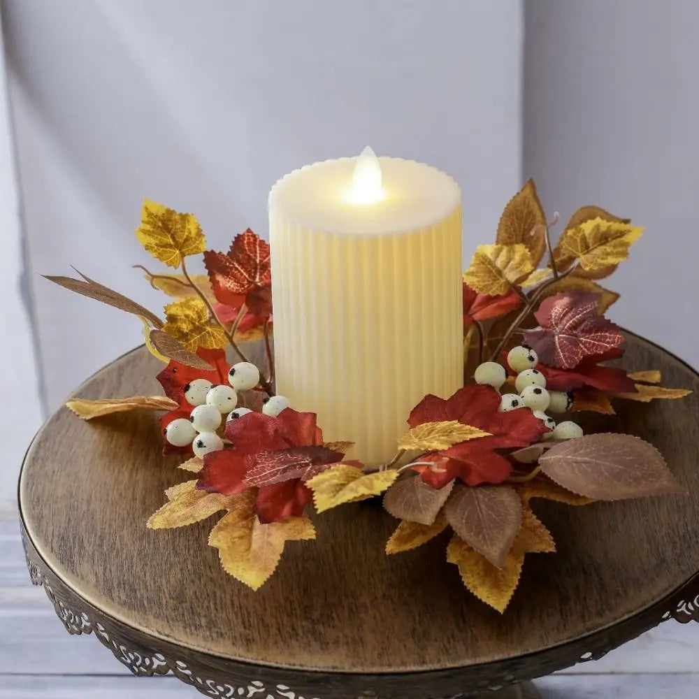 Autumn Maple Leaf Candle Wreath Ring – Harvest Table Centerpiece Candle Wreath Ring Richie's