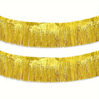 2Pcs 3m Metallic Foil Fringe Curtain Party Table Skirt Decor Party Fringe Curtain Richie's Golden 2pcs