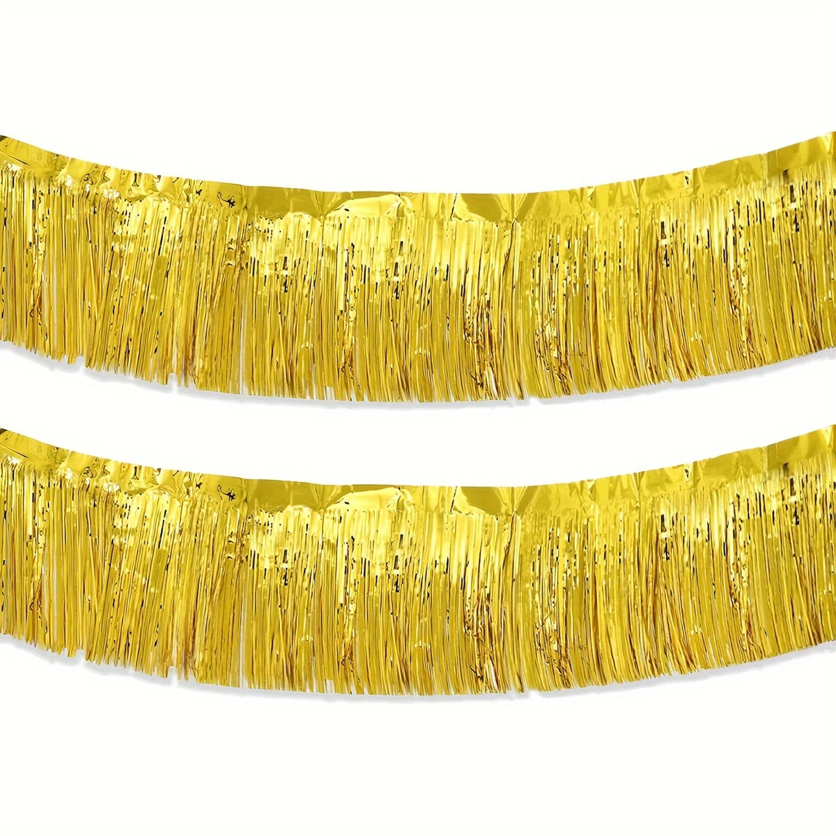 2Pcs 3m Metallic Foil Fringe Curtain Party Table Skirt Decor Party Fringe Curtain Richie's Golden 2pcs