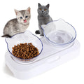 Tilted Elevated Cat Double Bowl – 15° Ergonomic Non-Slip Set Elevated Cat Bowl Richie's White