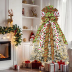 Large Christmas Bow Tree Topper – Red & Green Polka Dot Christmas Tree Topper Richie's