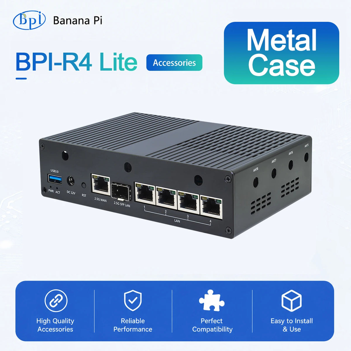 Banana Pi BPI-R4 Lite Aluminum Metal Case – Dev Board Enclosure Dev Board Case Richie's Default Title
