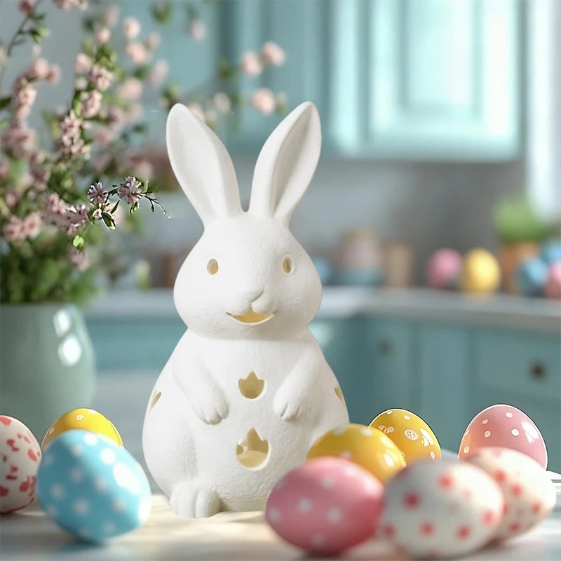White Bunny Resin Candle Holder – Easter Rabbit Tea Light Decor Candle Holder Richie's
