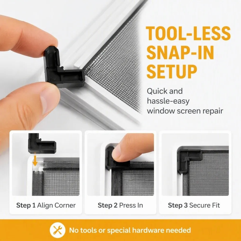 20pcs ABS Window Screen Frame Corner Connectors 90° Black Screen Frame Connectors Richie's