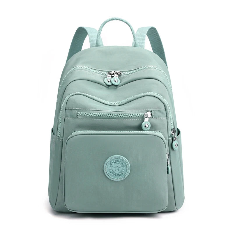 Women's Waterproof Nylon Backpack – Casual Travel School Bag Women's Backpack Richie's aqua blue