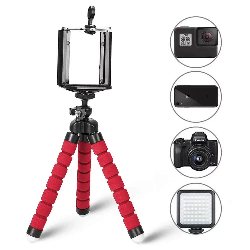 Flexible Mini Octopus Tripod & Universal Phone Holder Clip Flexible Phone Tripod Richie's Red