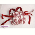 Red Floral Drawstring Gift Bag – Reusable Canvas Pouch Gift Bag Pouch Richie's