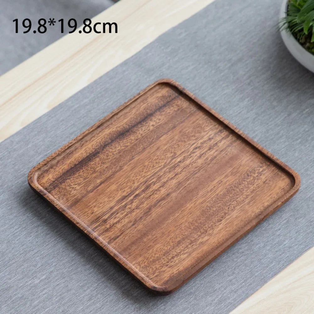Walnut Wood Leaf Tea Tray – Round Snack & Fruit Serving Platter Wooden Serving Tray Richie's A