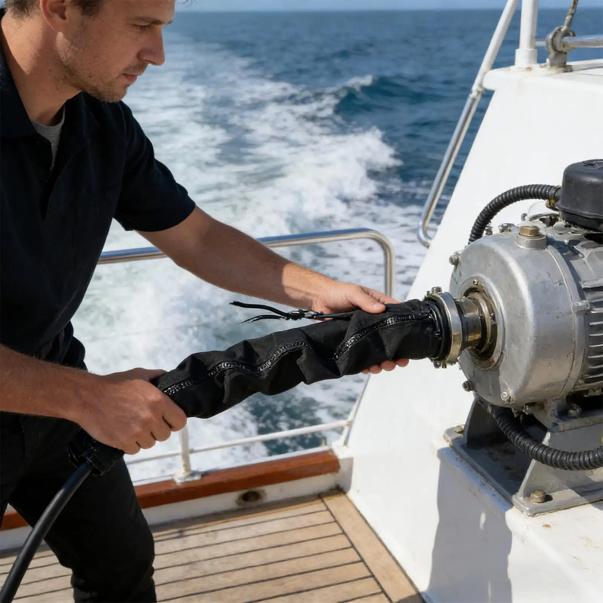 48-Inch Zippered Outboard Rigging Sleeve | Trolling Motor Wire Wrap Marine Wire Sleeve Richie's