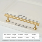 Solid Brass Cabinet Handles Vertical Fluting Drawer Pulls Cabinet Drawer Pulls Richie's Gold 128mm