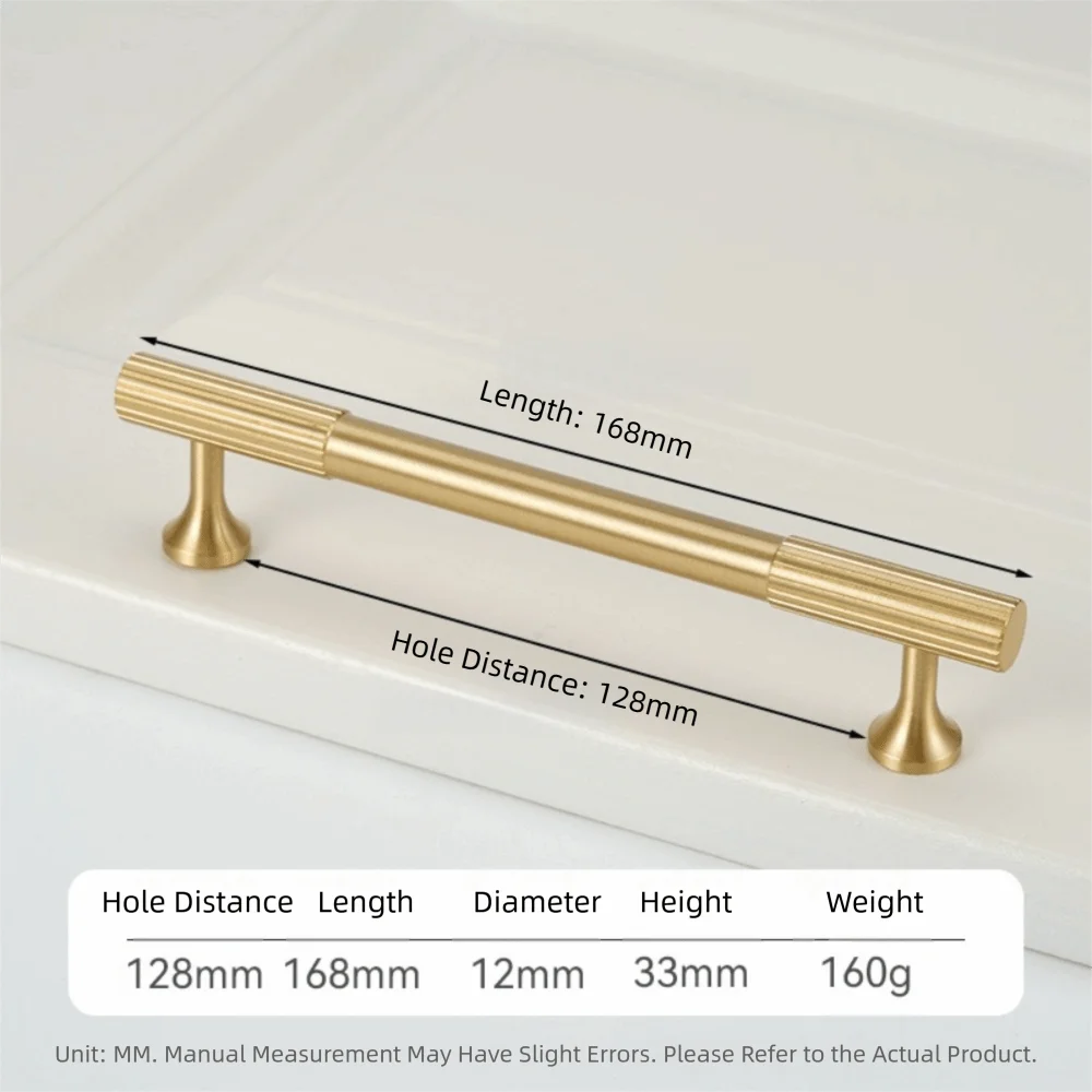 Solid Brass Cabinet Handles Vertical Fluting Drawer Pulls Cabinet Drawer Pulls Richie's Gold 128mm