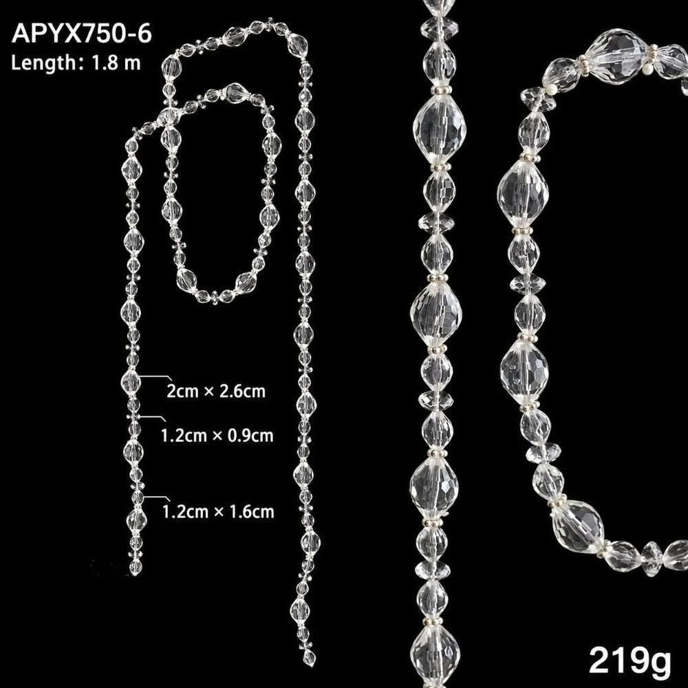 1.8M Acrylic Bead Garland – Crystal & Pearl Christmas Strand Christmas Bead Garland Richie's Style 6