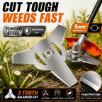 4-Pack 3-Tooth Grass Trimmer Blades | Universal 5mm Forged Steel Trimmer Replacement Blade Richie's