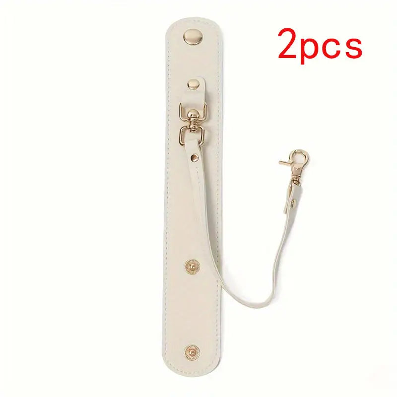 Vintage Leather Glove Holder Strap with Clasp for Handbag & Hat Leather Holder Strap Richie's 2pcs white