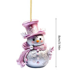 Pink Snowman 2D Acrylic Christmas Hanging Ornament Pendant Christmas Ornament Richie's