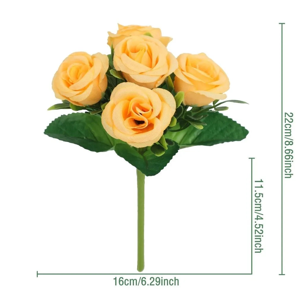 Silk Artificial Pansy Flowers – Realistic Faux Rose Bouquet Decor Artificial Flowers Richie's 02-Yellow