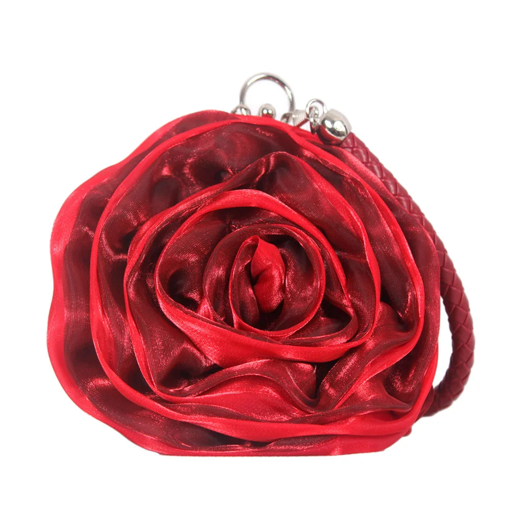 Vintage Floral Rose Evening Clutch Bag | Bridal Wedding Purse Evening Clutch Bag Richie's red with maroon