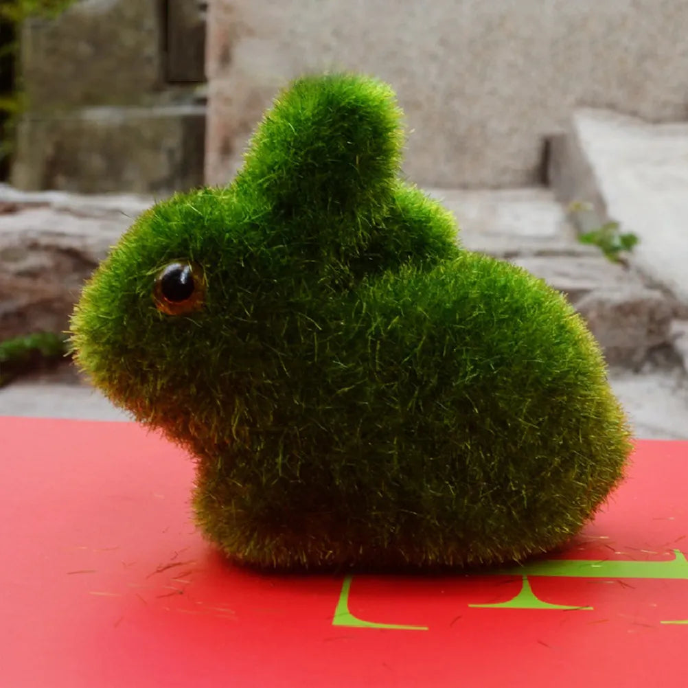 Moss Rabbit Decor Set – Two Bunny Figurines with Heart Pattern Decorative Figurine Richie's