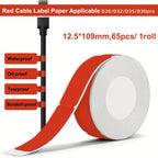 Bekia Cable Thermal Label Rolls for Phomemo D30 D32 D35 Printer Thermal Label Rolls Richie's 1 Roll Red