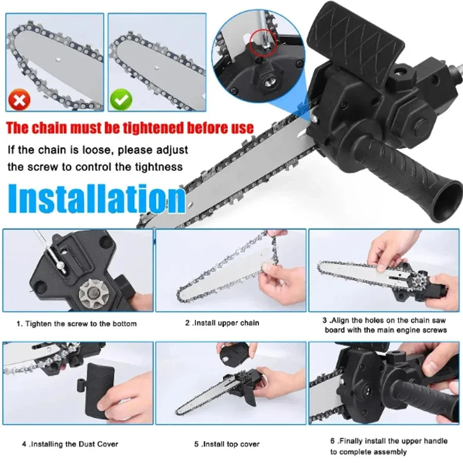 Electric Drill to Chainsaw Kit – 4 & 6 Inch Conversion Set Chainsaw Drill Attachment Richie's