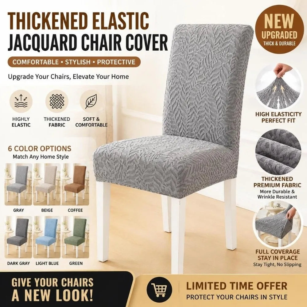 3D Leaf Jacquard Stretch Dining Chair Cover – Elastic Slipcover Chair Slipcover Richie's
