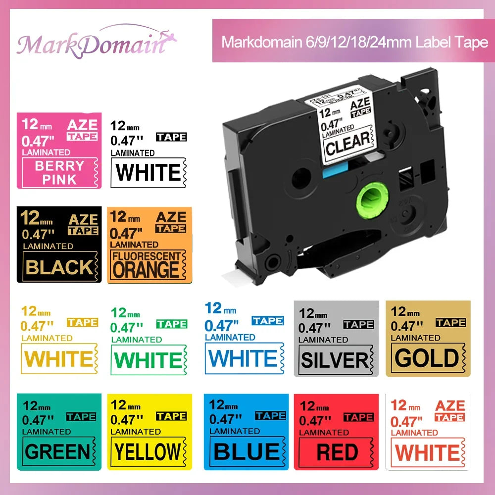 MarkDomain Brother TZe Laminated Label Tape 6mm 9mm 12mm Label Maker Tape Richie's