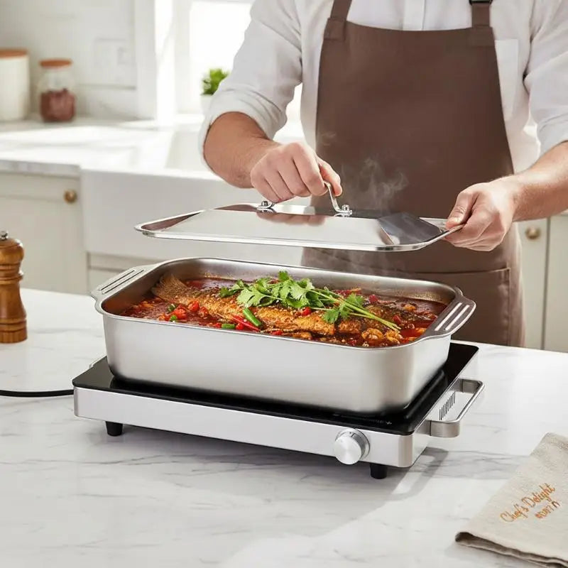 Stainless Steel Baking Pan with Lid – Roasting & Serving Dish Baking Pan Richie's