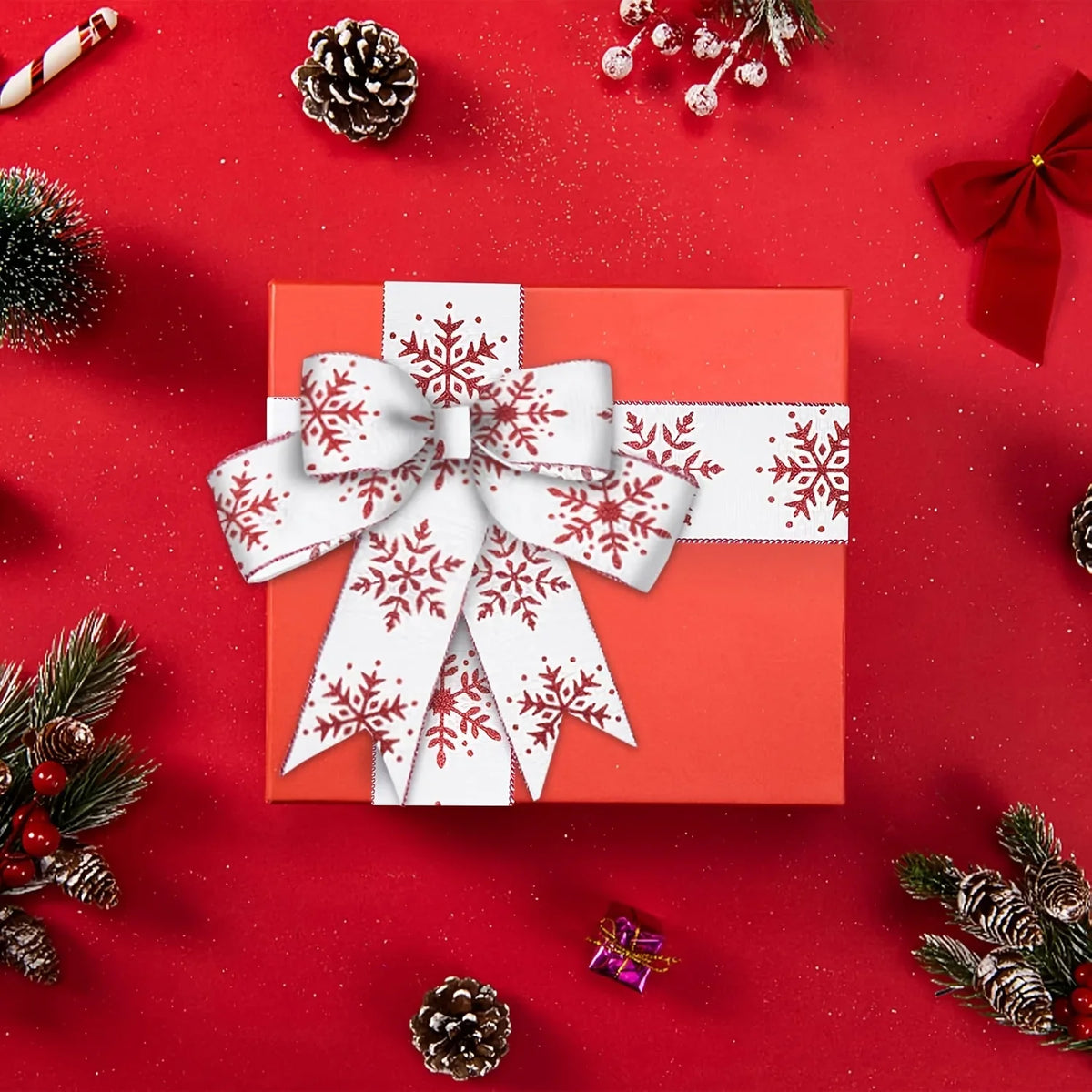 Christmas Snowflake Wired Ribbon – Red White Burlap Bow Christmas Ribbon Richie's
