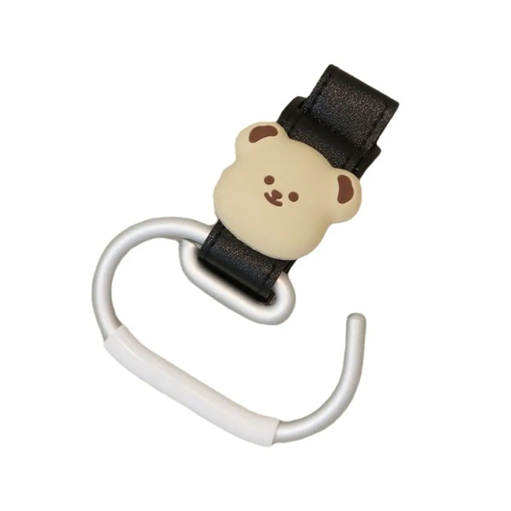 Bear Design Stroller Hook Non-Slip Carabiner Clip – Leather & Alloy Stroller Hook Clip Richie's Black