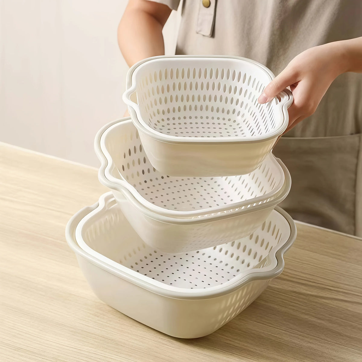 6-Piece Stackable Colander & Basket Set – Gray Food-Grade Colander & Basket Set Richie's