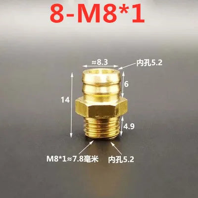 Brass Barb Hose Fittings Male Metric M5 M6 M8 Thread Connector Brass Pipe Fitting Richie's 8mm to M8x1