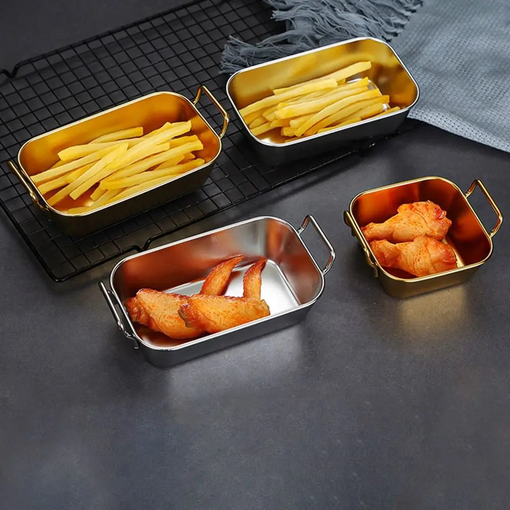 Stainless Steel Snack Basket – Fried Food Tray Silver & Gold Food Serving Basket Richie's