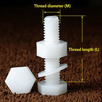 White Nylon Hex Bolt Nut Washer Set M3–M8 Insulated Plastic Nylon Fastener Set Richie's