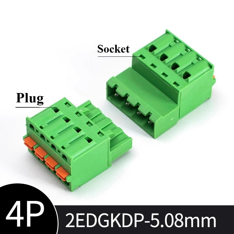 Spring-Press Plug-In Terminal Block 5.08mm 2–24P | 2EDGKD Set Terminal Block Connector Richie's 4P Plug and socket set