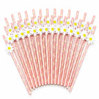 10 Pink Chrysanthemum Paper Straws – Decorative Disposable Decorative Paper Straws Richie's