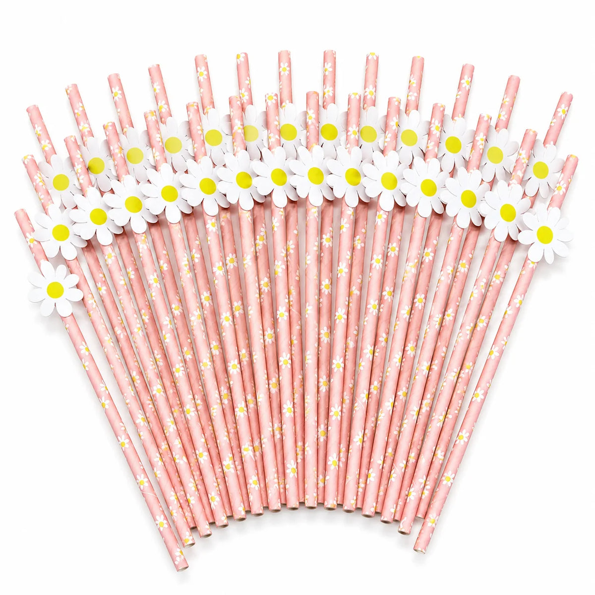 10 Pink Chrysanthemum Paper Straws – Decorative Disposable Decorative Paper Straws Richie's
