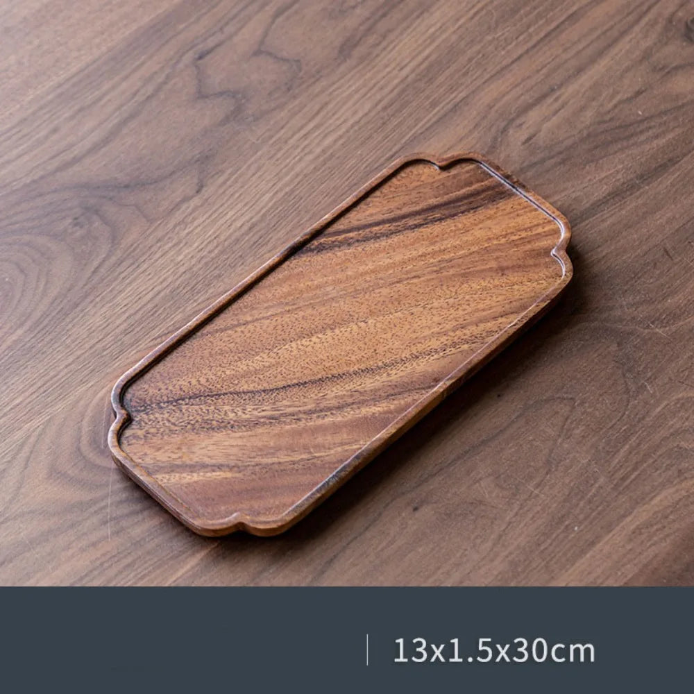 Walnut Wood Leaf Tea Tray – Round Snack & Fruit Serving Platter Wooden Serving Tray Richie's D