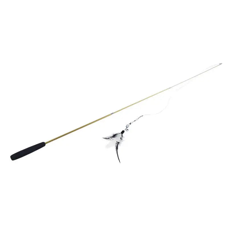 Retractable Cat Feather Wand Teaser Toy for Kittens Cat Feather Wand Richie's Yellow