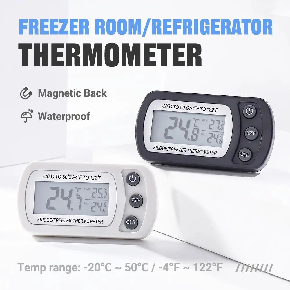 LCD Waterproof Fridge & Freezer Thermometer – Magnetic Back Fridge Thermometer Richie's