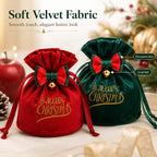 Velvet Christmas Gift Bag with Bow Bell & Drawstring Christmas Gift Bag Richie's