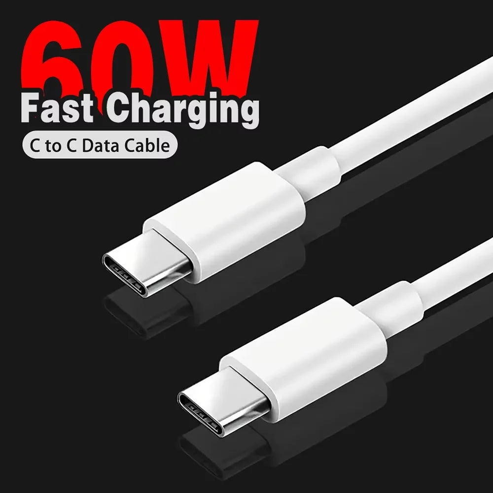 FUCHU PD 60W USB-C to USB-C Fast Charge Data Cable 1M 2M USB-C Charging Cable Richie's White 1.5m