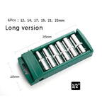 Hex Socket Wrench Set 1/4 3/8 1/2" Ratchet Deep Nut Driver Kit Socket Wrench Set Richie's long 6pcs 12.7mm