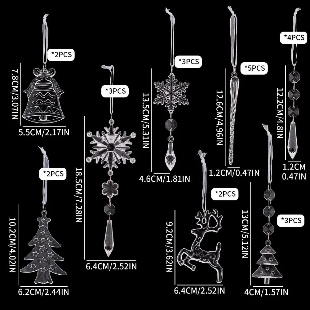 Crystal Acrylic Snowflake Ice Drop Christmas Tree Ornaments Christmas Tree Ornaments Richie's Set-1