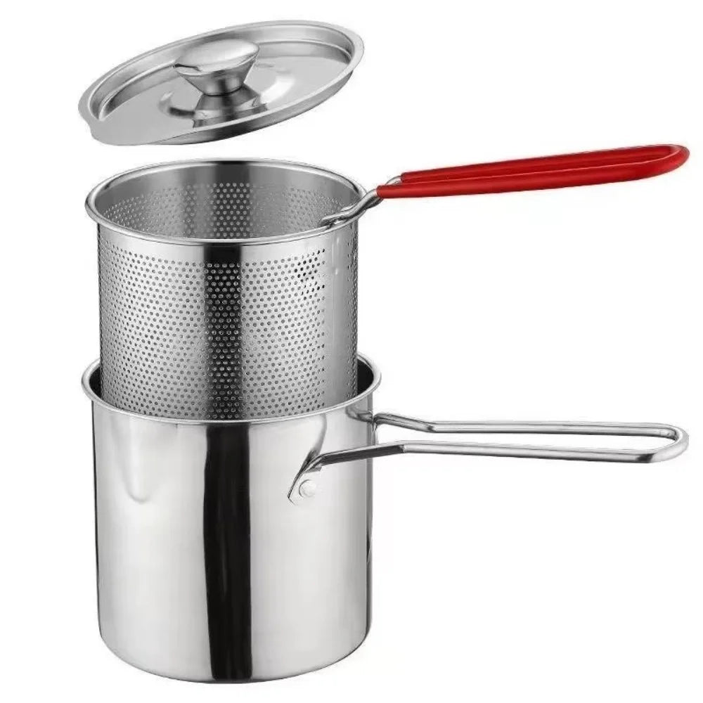 316 Stainless Steel Deep Fryer Pot with Strainer Basket Deep Fryer Pot Richie's Three-piece set