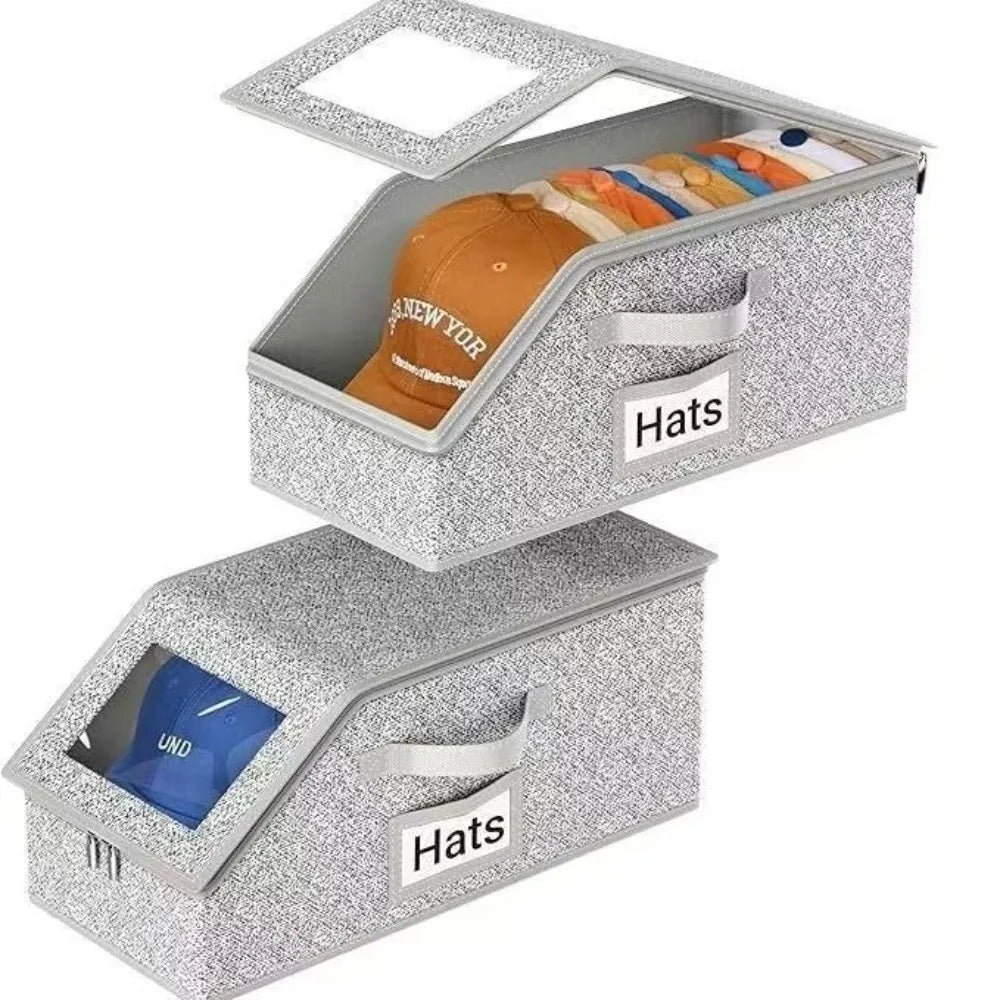 Zippered Hat Storage Box with Window – Foldable Cap Organizer Hat Storage Box Richie's