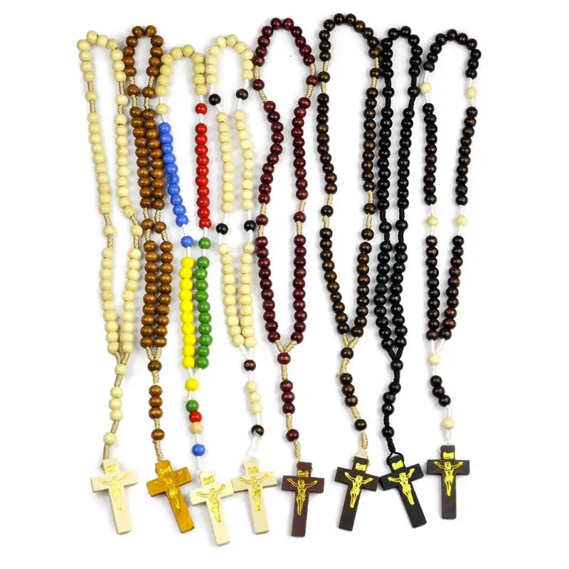 Wood Cross Prayer Bead Bracelet – Crucifix Charm Gift Cross Bead Bracelet Richie's