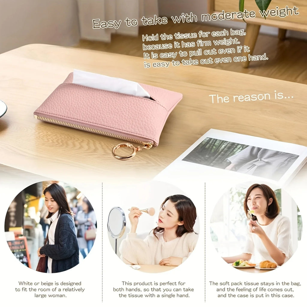 Zippered Pocket Tissue Holder PU Mini Pouch – Wallet Organizer Tissue Holder Pouch Richie's