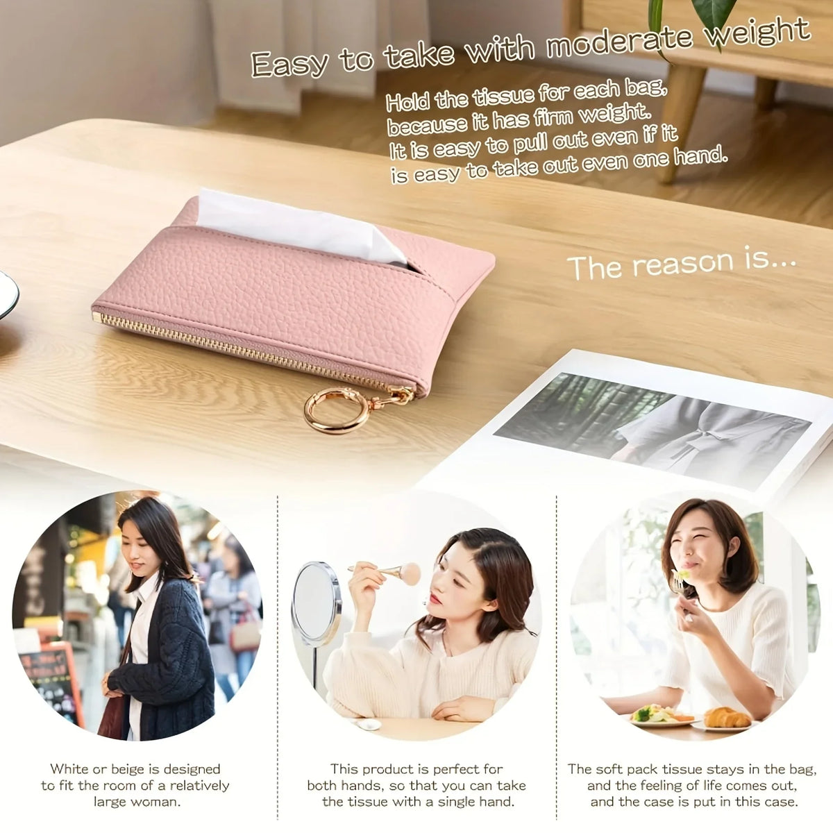Zippered Pocket Tissue Holder PU Mini Pouch – Wallet Organizer Tissue Holder Pouch Richie's