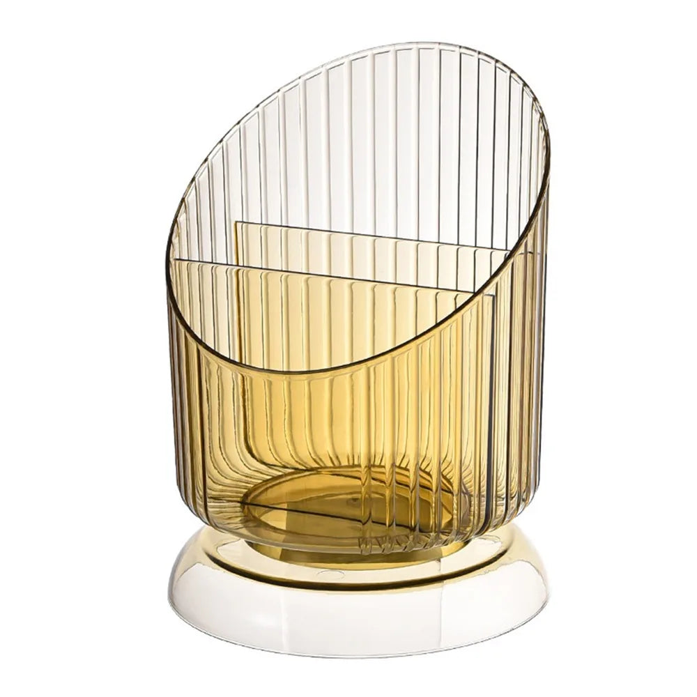 Transparent Makeup Brush & Pen Holder – 3-Slot Organizer Desk & Brush Organizer Richie's Yellow
