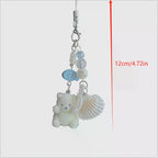 Flocked Polar Bear Shell Keychain Pendant | Cute Animal Keyring Animal Keychain Pendant Richie's